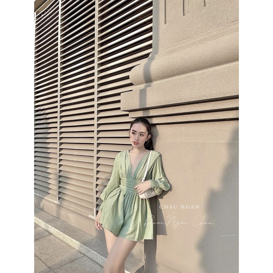 [Mã FAGREEN1505 giảm tới 30K đơn 99K] JUM LƯỚI XANH CỔ V ỐNG RỘNG CHO NỮ | BigBuy360 - bigbuy360.vn