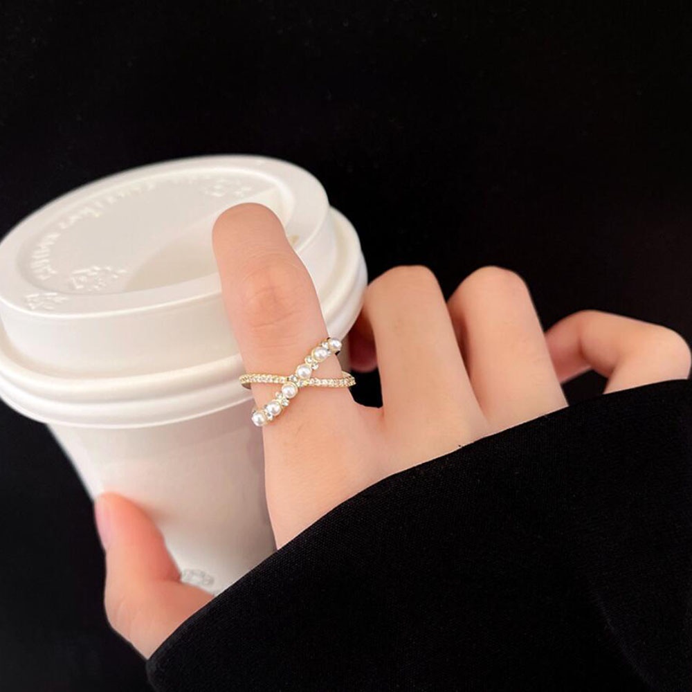 Nhẫn thép titan đơn giản đính đá zircon điều chỉnh thời trang cho nữ