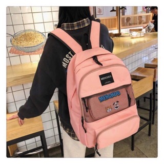 (Sẵn) BALO ULZZANG PHA LƯỚI KÈM TÚI VÍ MENGHUO