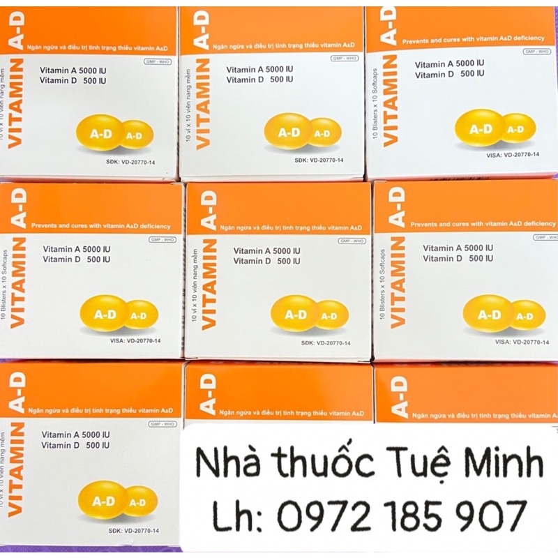 Viên uống Vitamin AD giảm khô mỏi mắt hộp 100v