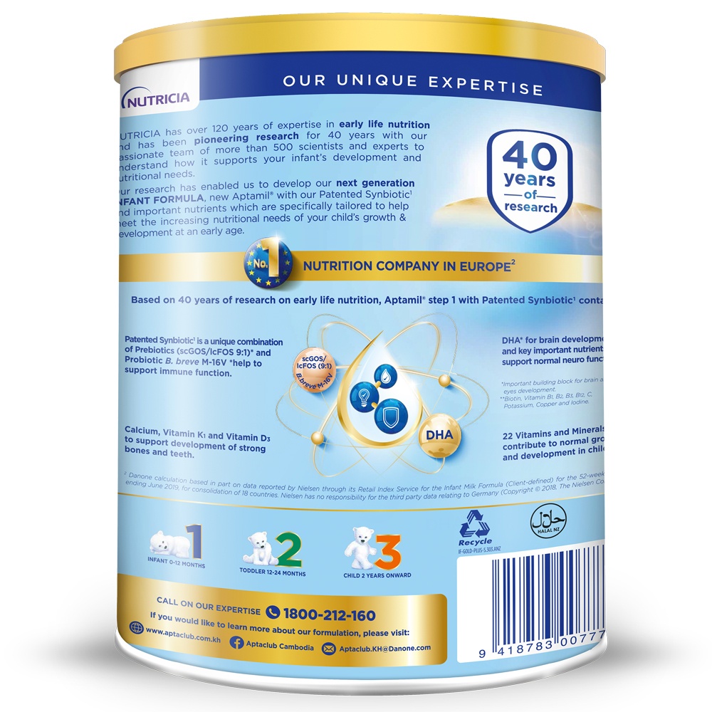 Sản phẩm dinh dưỡng Aptamil 1 Infant Formula cho bé từ 0-12 tháng 900g