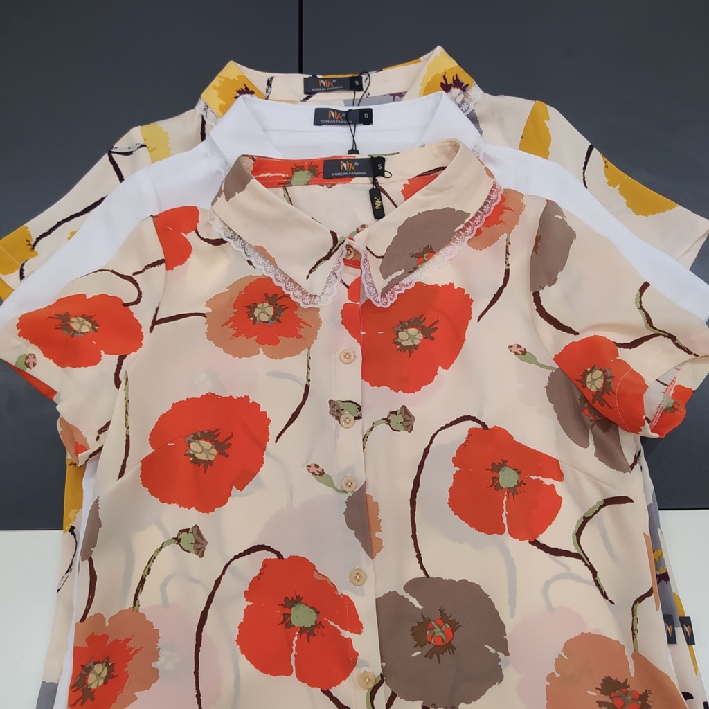 Áo Sơ Mi Nữ Công Sở NK Fashion Họa Tiết Hoa Chất Liệu Vải Hàn Cao Cấp Mềm Mịn NKSM2106009