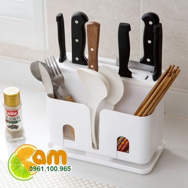 (Mới) Kệ Nhựa Để Đũa Muỗng , Dao Thớt Đa Năng Mẫu Mới