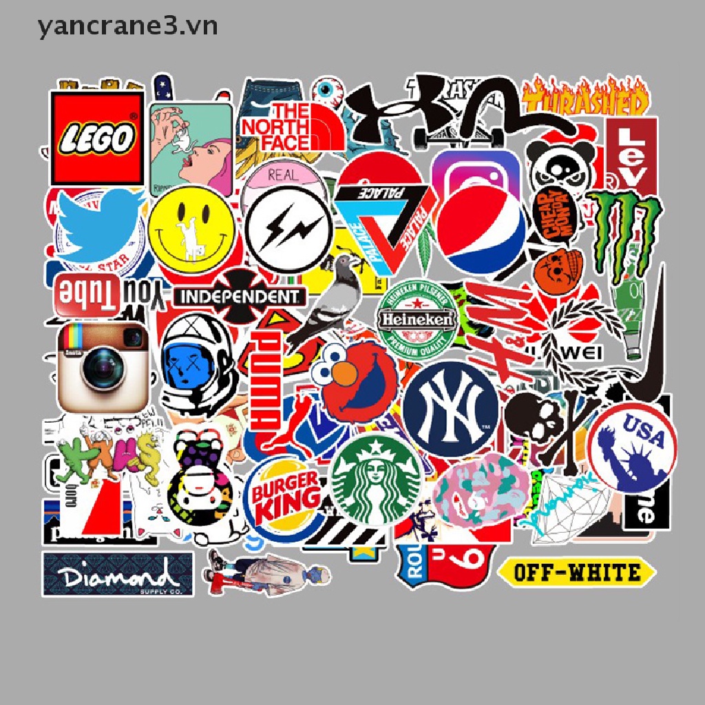 Bộ 100 Miếng Dán Trang Trí laptop / Xe Hơi Họa Tiết graffiti Cổ Điển Thời Trang