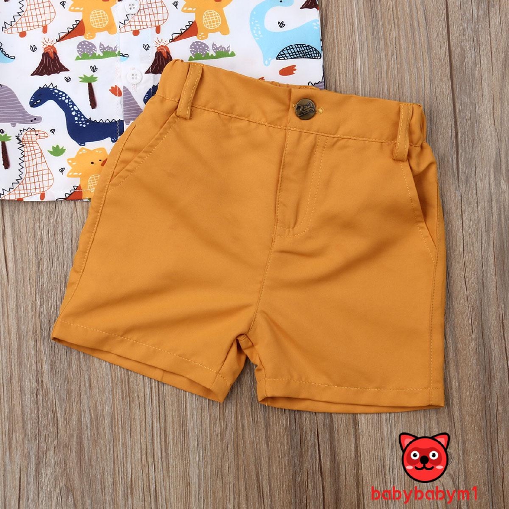 ❀Yaho❀Toddler Baby Boy Summer Tops T-shirt Dinosaur Pants Shorts Holiday Outfit Set