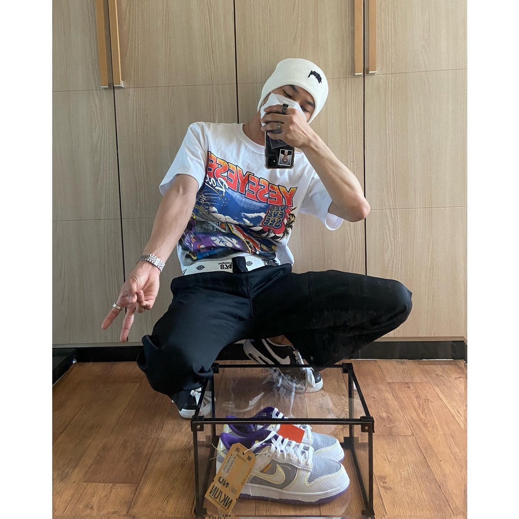 Áo Thun Vintage Racing Yeseyesee Tay Lỡ Unisex - Đen/Trắng Cổ Tròn | Blackwork