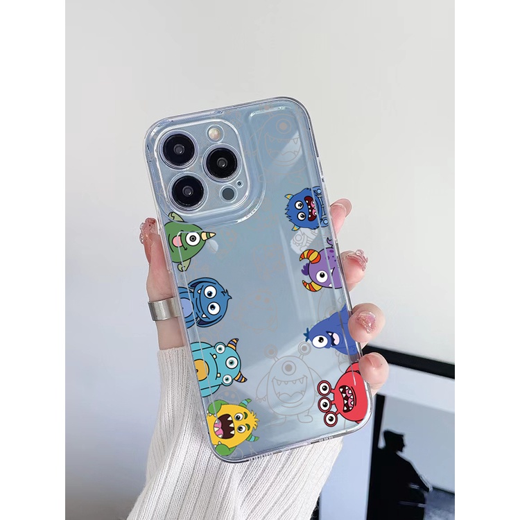 Ốp Điện Thoại TPU Gel Đệm Khí Chống Rơi Hình Gia Đình Quái Vật Màu Trong Suốt iPhone 13 Pro Max 14 12 11 XR 8 7 SE 2022