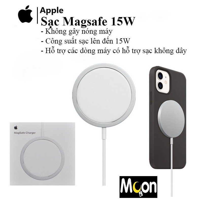 Sạc không dây iphone 15W - Sạc Không Dây Magsafe Cao Cấp Apple Hỗ Trợ Sạc Nhanh Cho iPhone X, Xs, Xsmax, 11 và 12