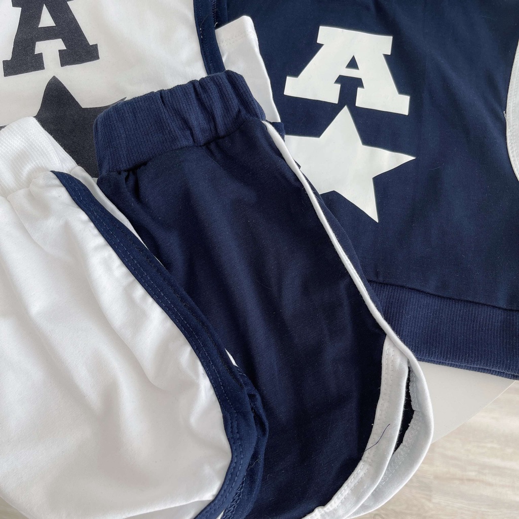 Đồ Bộ Cho Bé Trai Bộ Sát Nách In Chữ A Ngôi Sao Chất Cotton Cao Cấp - Moobaby shop