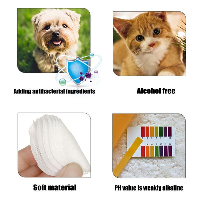 Hộp 120 Miếng Khăn Giấy Ướt Cho Thú Cưng Chiết Xuất Lô Hội