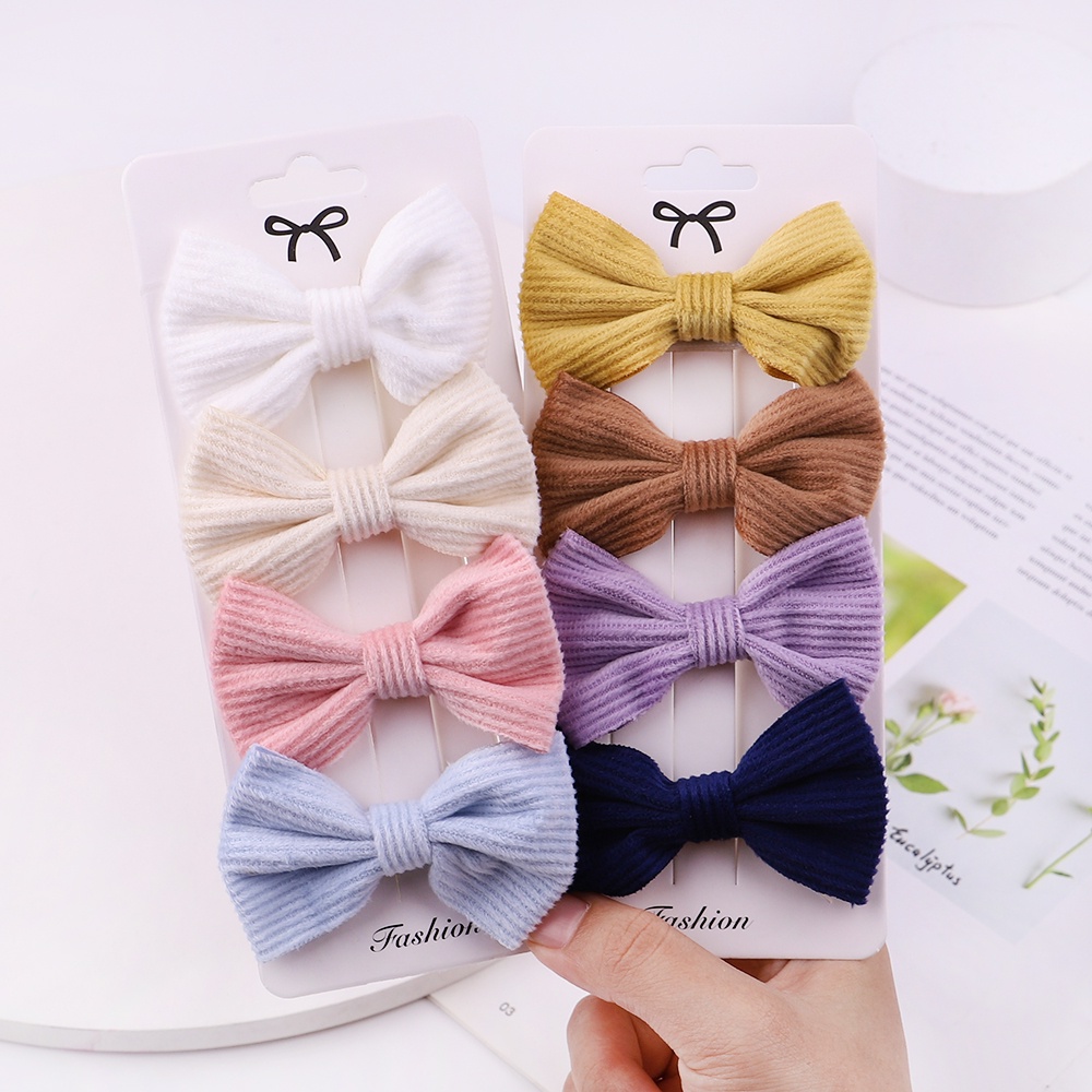 Set 4 kẹp tóc nơ KIDSBOWS họa tiết kẻ sọc thời trang cho bé gái
