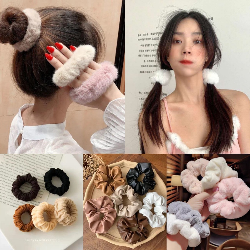 Dây Buộc Tóc Thiết kế Vải Lông Trơn, Dây Thun NOVSET Nhiều Mẫu Phong Cách Hàn Quốc Cho Nữ