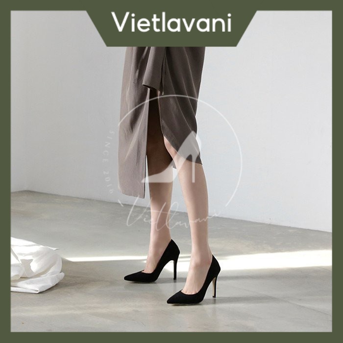 Giày cao gót nữ mã LTC44 cao 7cm gót nhọn có 2 màu kem và đen phong cách công sở