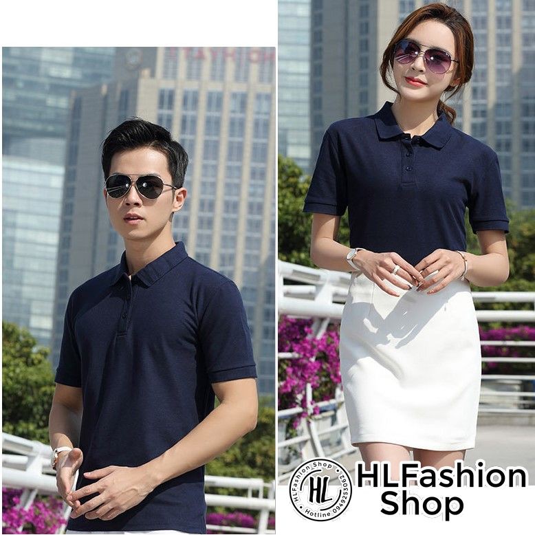 Áo polo thun cổ trụ màu trơn đơn giản lịch sự, áo thun có cổ HLFashion