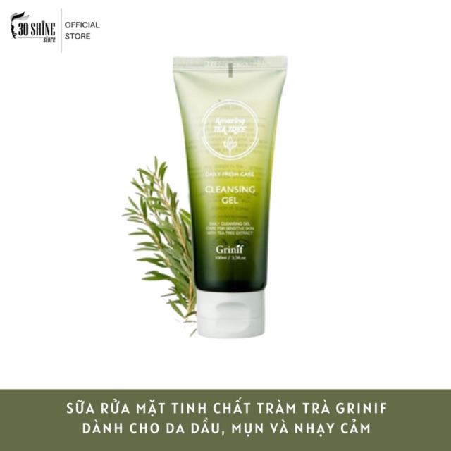 Sữa rửa mặt tràm trà cho da dầu mụn và nhạy cảm Grinif Tea Tree Cleansing Gel 100ml