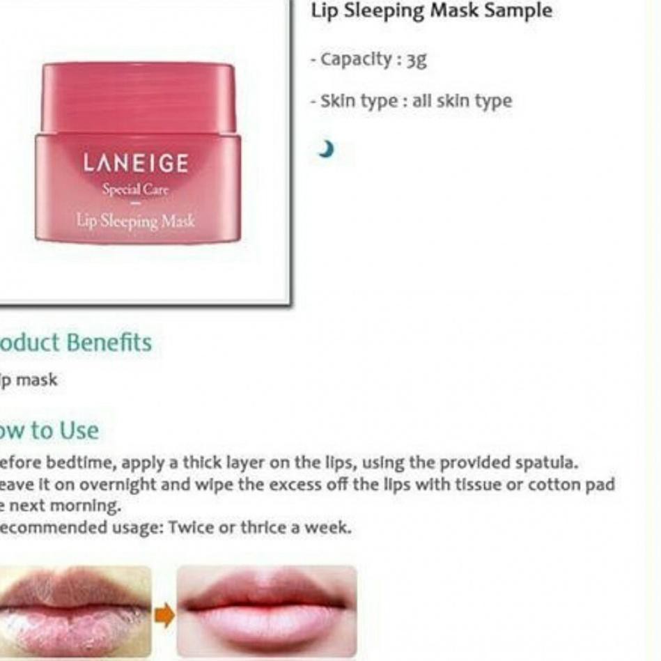 (Hàng Mới Về) Mặt Nạ Ngủ Cho Môi Laneige 3 Kích Cỡ Tiện Dụng Mang Theo Du Lịch