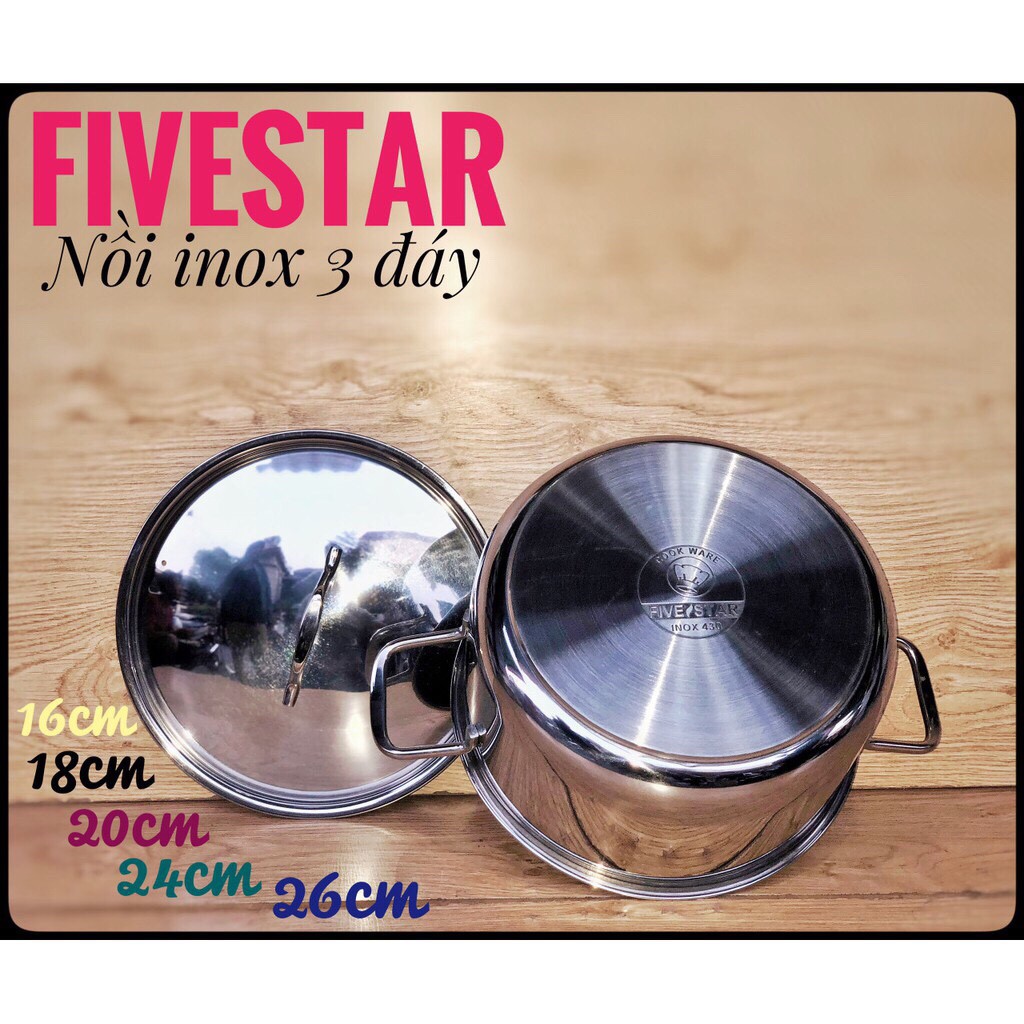 Nồi 3 đáy inox 430 Fivestar 24cm dùng cho bếp từ FSN24012