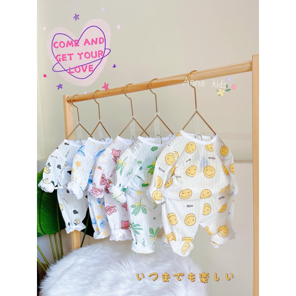 Bộ cotton giấy dài tay cho bé đến 2 tuổi