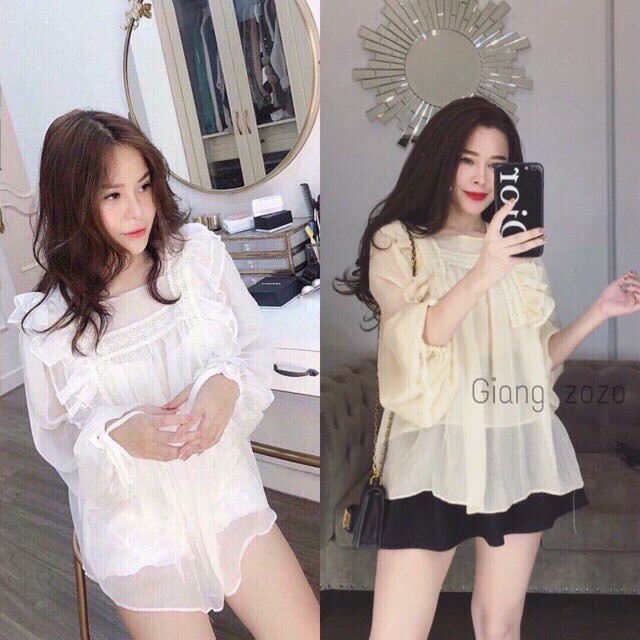 Áo Voan Bèo Dài Tay_Xưởng May Quang Anh