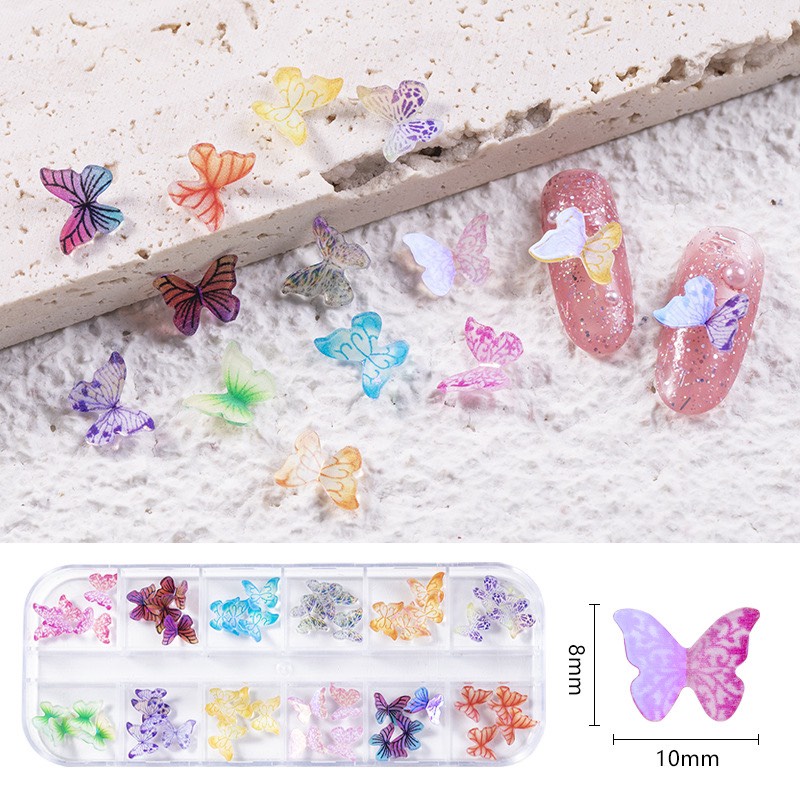 Charm (C325) slime/ Dụng Cụ Charm Nail/ Trang Trí [Ko Keo &amp; Nút] Hình Bướm 3D Xinh Xắn