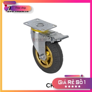 Bánh xe đẩy chịu lực xoay 360 có khóa hãm -  ứng dụng để làm xe đẩy hàng, kho hàng, inox - 1 bánh cao cấp NHƯ HÌNH