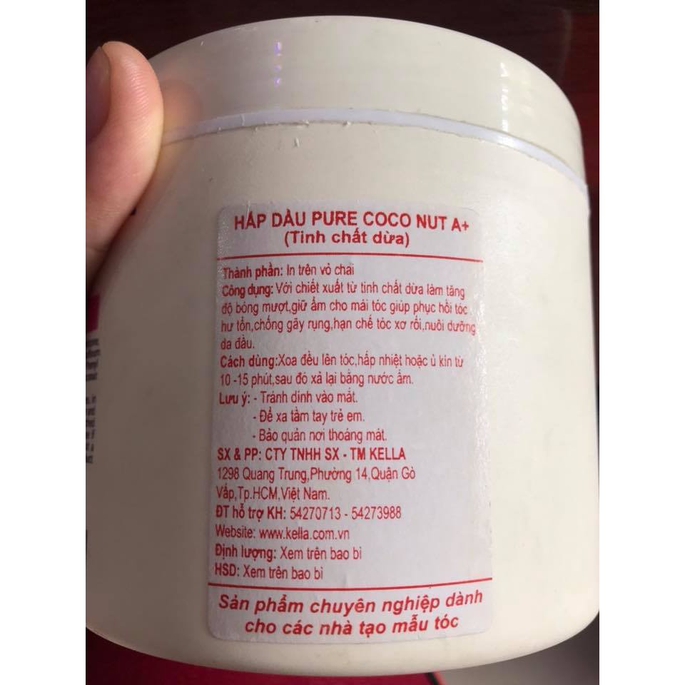 Hấp dầu dừa Kella A+ hồng Pure Coconut 500ml 🤩Tận Gốc🤩 Chính Hãng Siêu thơm mềm bóng mượt tóc, cải thiện khô xơ, hư tổn.