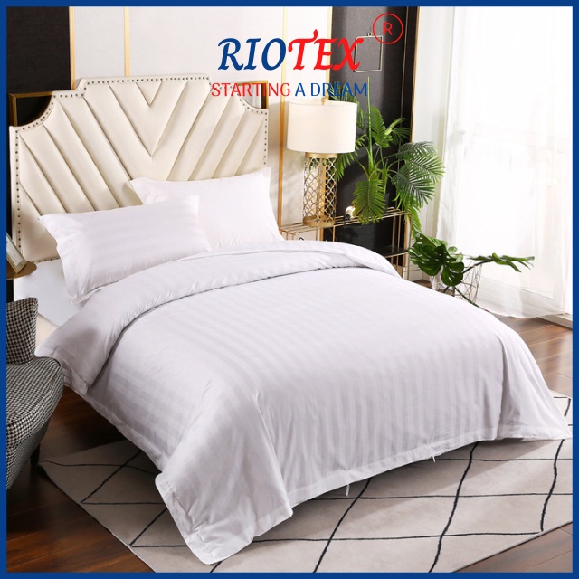 T300 Drap - Ga Cotton Khách Sạn Trắng Sọc T300 Riotex Home 1m/m2/m4/m6/m8/2m2 x 2m Cao Cấp - Ga Cho Nệm Từ 5-35cm