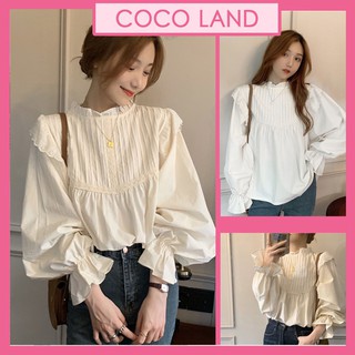 Áo babydoll cổ bèo tay chun tiểu thư Ulzzang 2 mầu