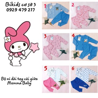 Bộ nỉ cài giữa Momma Baby cho bé từ 3m - 18m