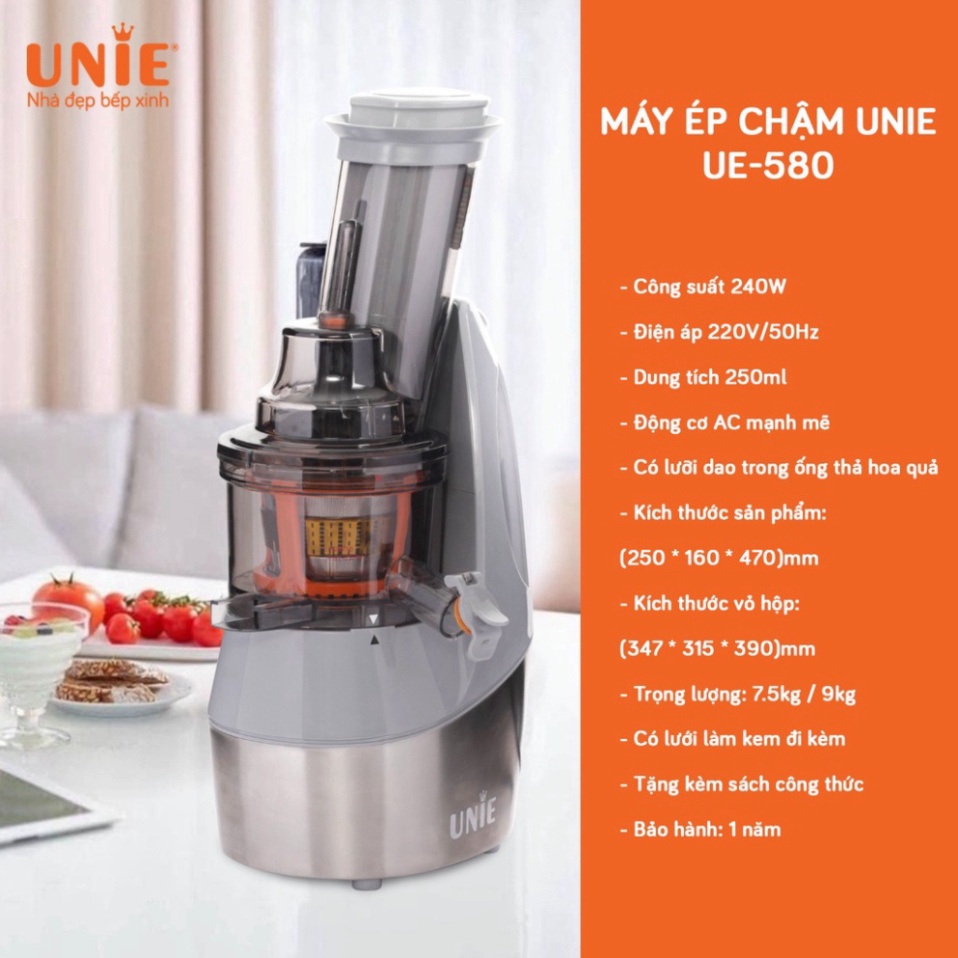 Máy Ép Chậm UNIE - UE580 công suất 240W - Bảo Hành Chính Hãng 1 Năm