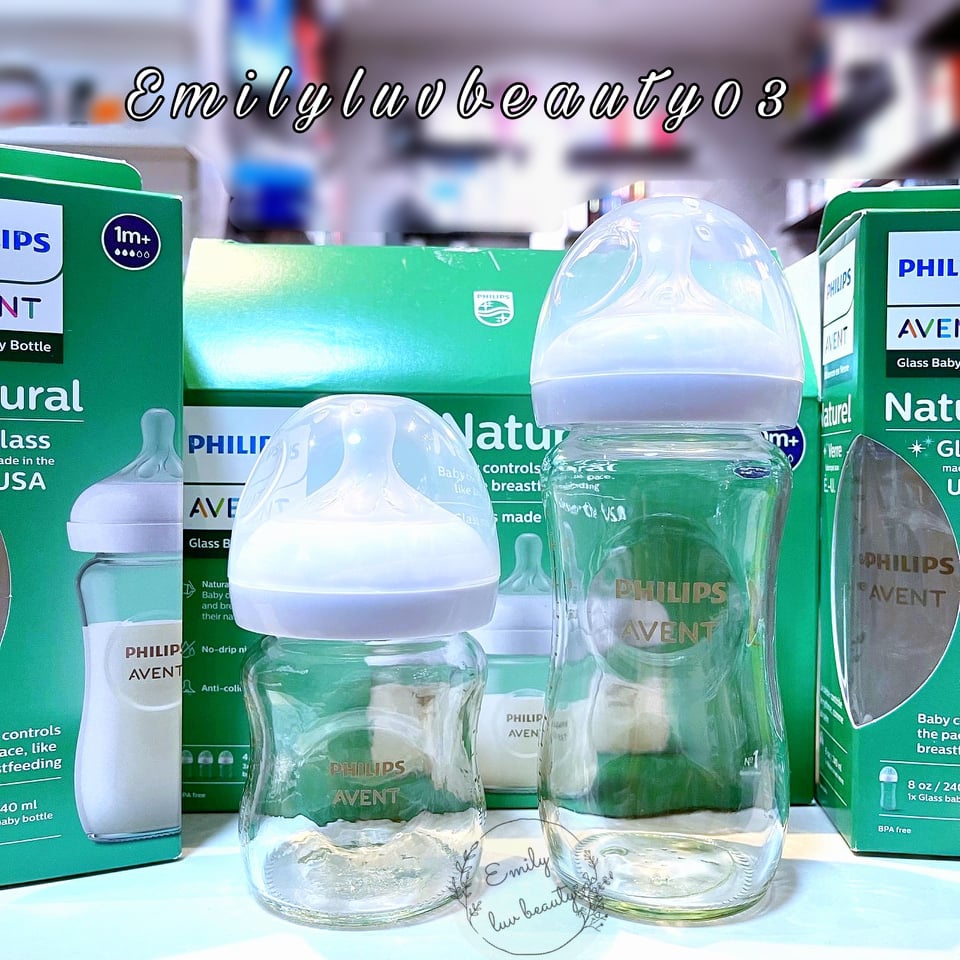 Bình sữa thủy tinh Phillips Avent Natural 120ml/ 260ml thay núm tùy chọn