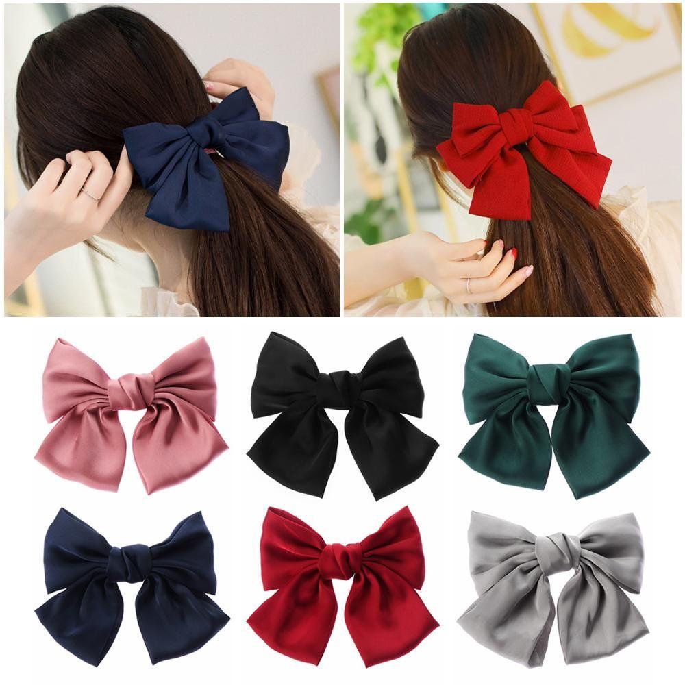 Kẹp Tóc Nơ To Bằng Lụa Satin Làm Quà Tặng Giáng Sinh