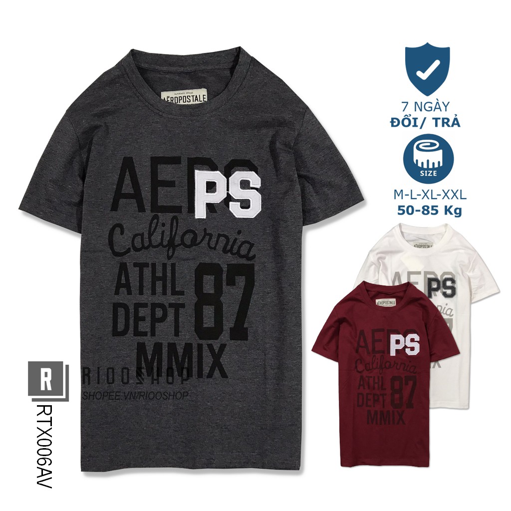 Áo phông nam ngắn tay cổ tròn in và thêu AE cực đẹp RTX006AV - áo thun nam form rộng Riooshop