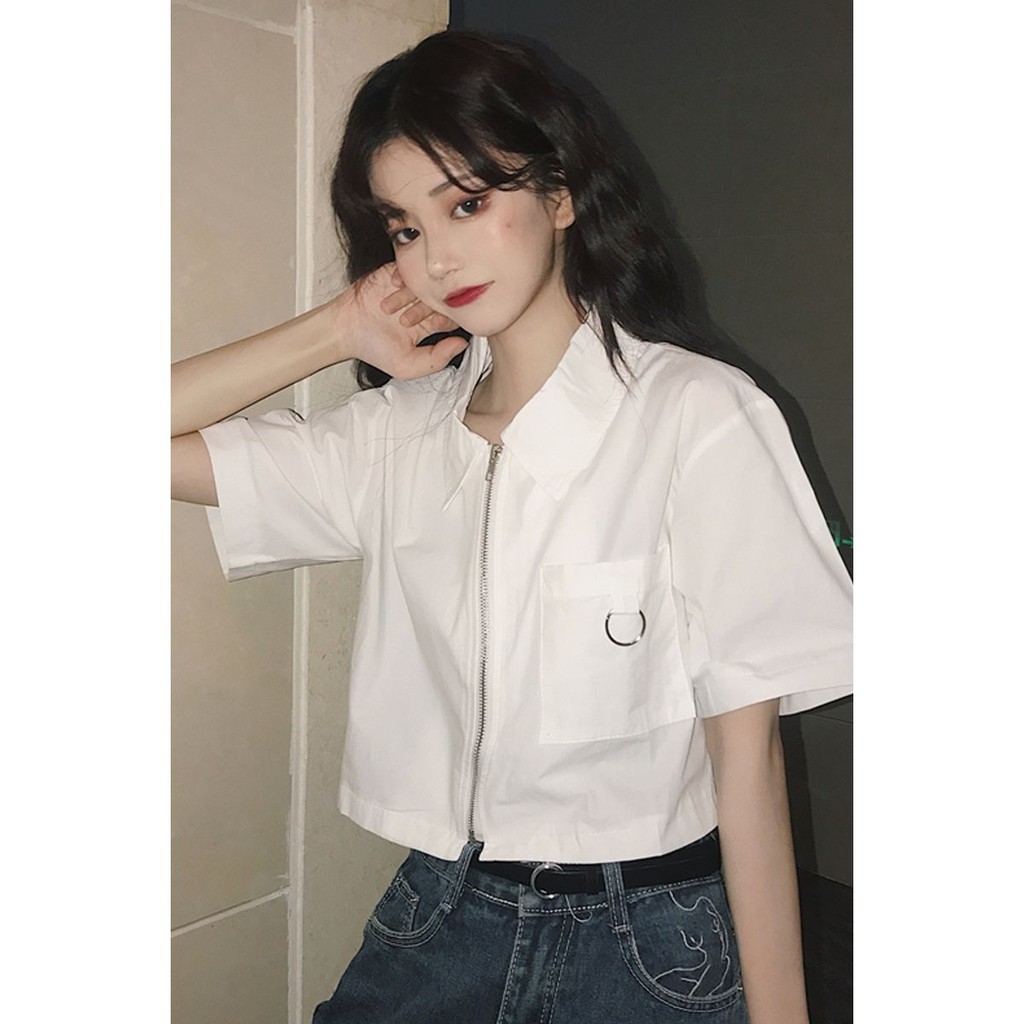 Áo sơ mi ngắn tay phụ nữ mùa hè Xuanya phong cách thun Polo phông thiết kế cảm giác thích hợp sinh viên cardigan