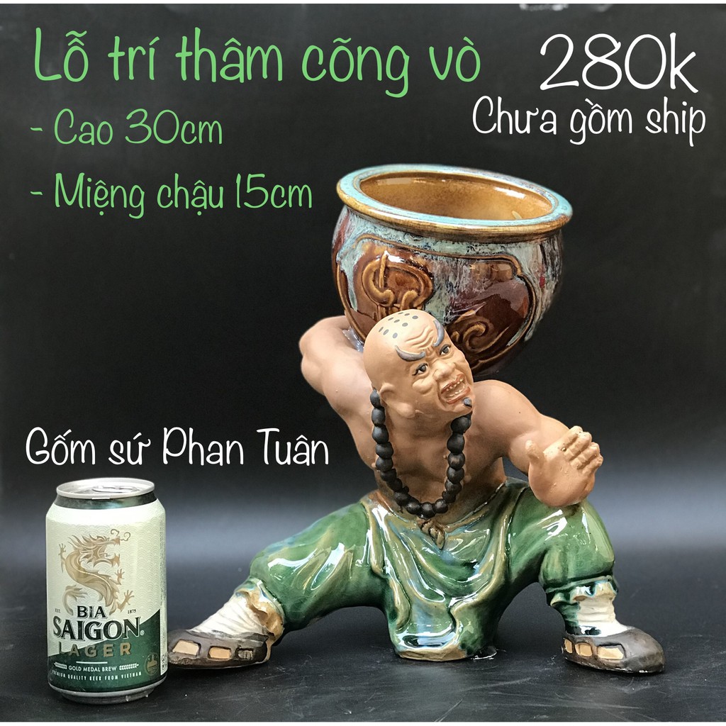 Chậu tượng bonsai Lỗ Trí Thâm cõng chậu