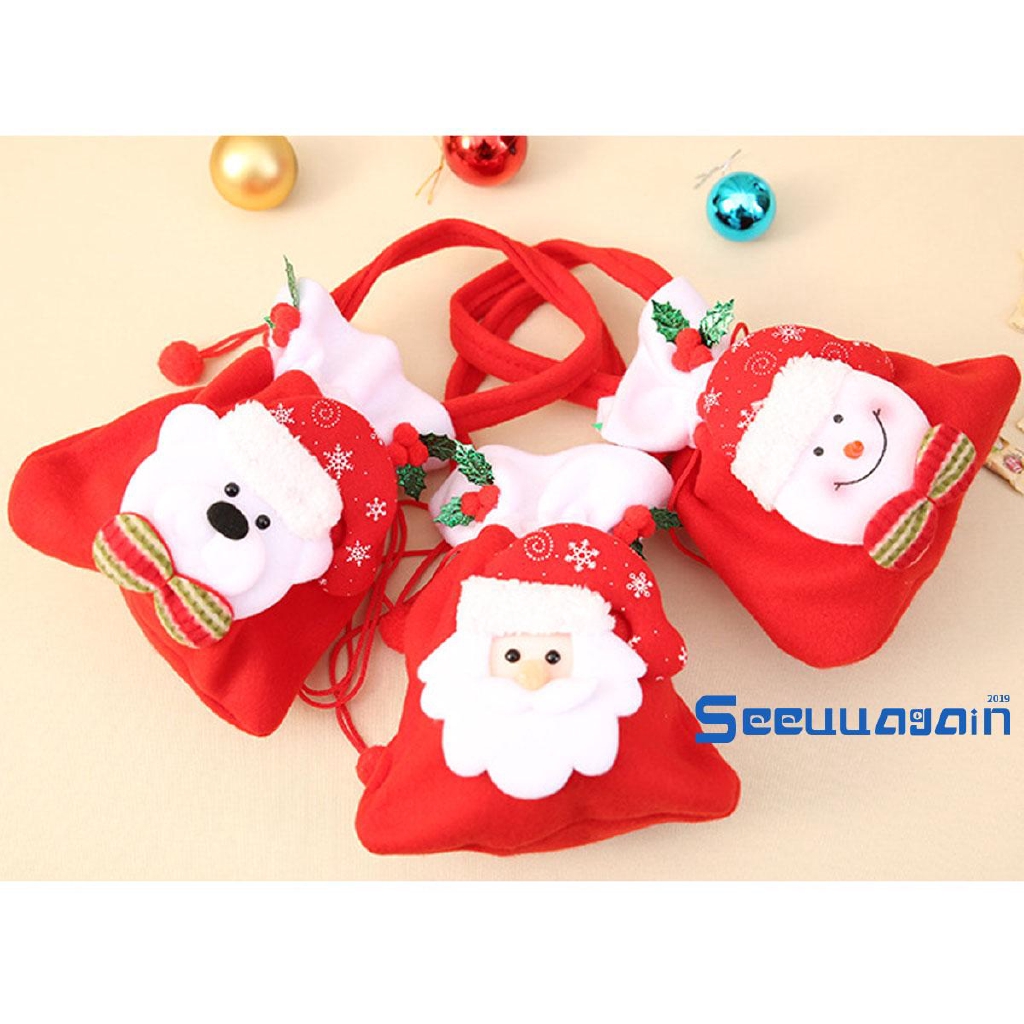 Túi đựng quà/kẹo giáng sinh hình người tuyết ông già noel đáng yêu kích thước 30x19cm