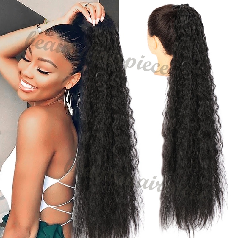 Tóc Giả Uốn Xoăn Đuôi Ngựa Dài 22/32" Bằng Sợi Tổng Hợp