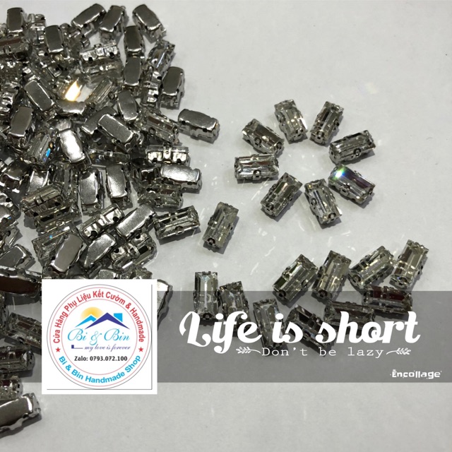 100 Viên Đá Đế Chữ Nhật Hạt Pha Lê 5x10mm