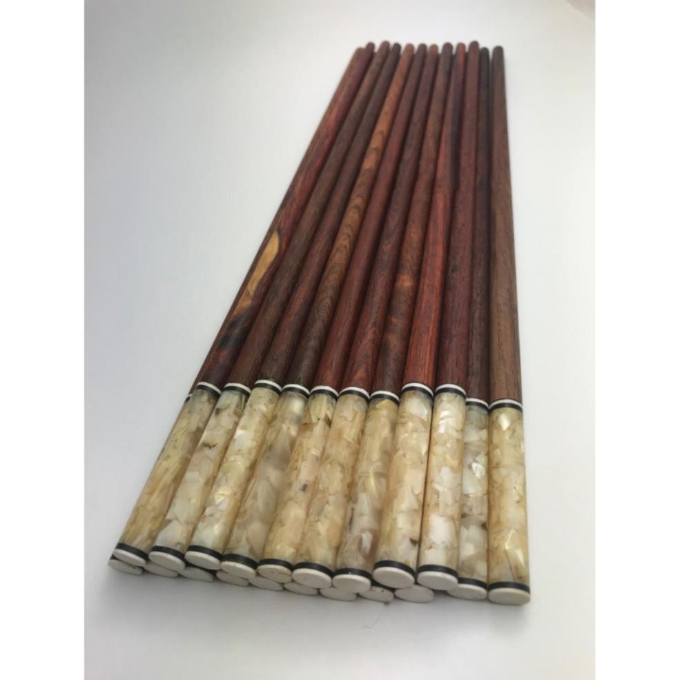 Hộp 10 đôi đũa ăn gỗ tự nhiên Cẩm Lai đầu cẩn trai tròn