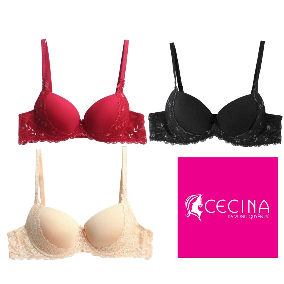 Áo Lót Cecina Trơn Mút Dày Viền Ren Chân Ngực CB-P4