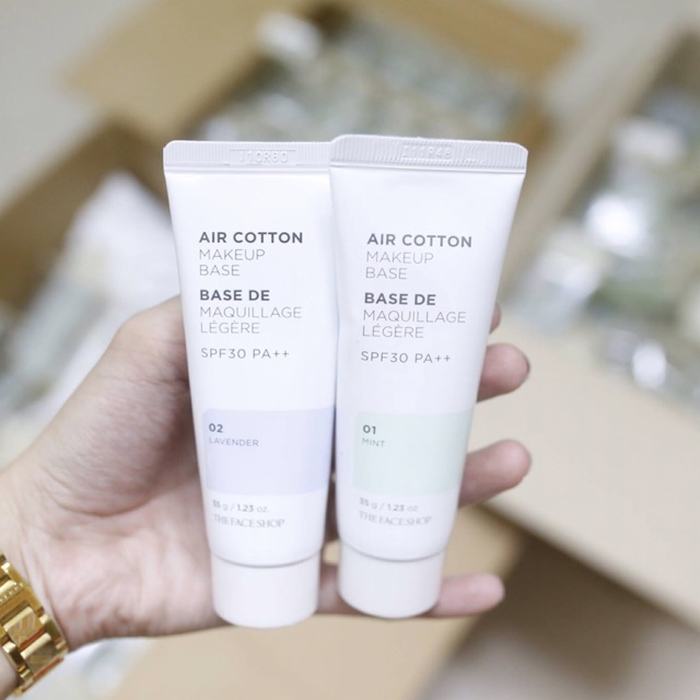Kem lót The Face Shop Air Cotton Makeup Base 01 Mint SPF30 PA++