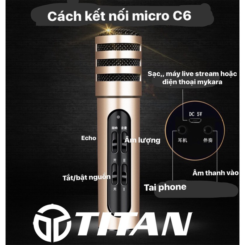 Mic Livestream thu âm 3in1 model C6