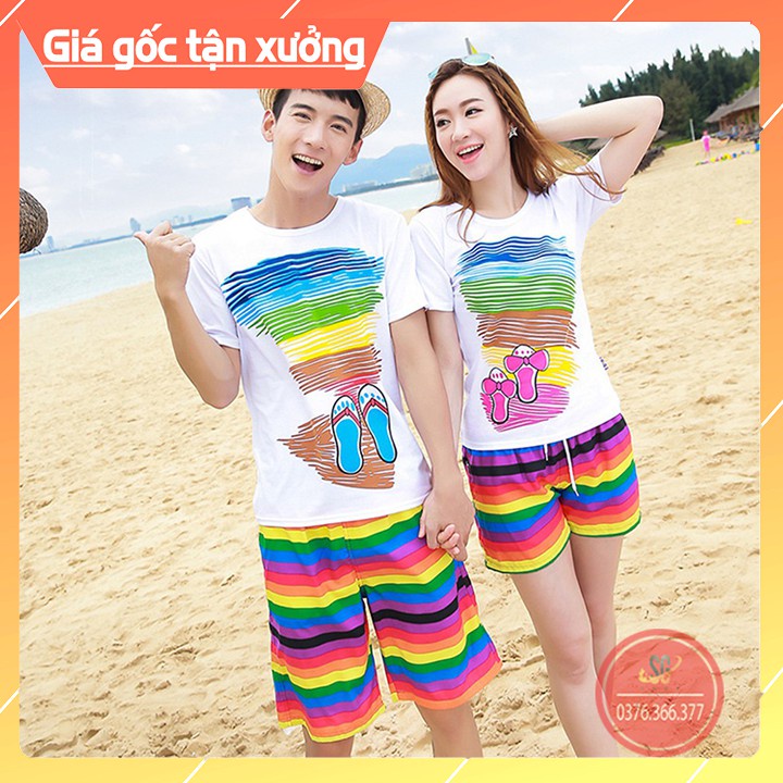 Bộ Đồ Đôi Đi Biển - Đủ Size Nguyên Bộ (DDB20) Áo thun giá sỉ