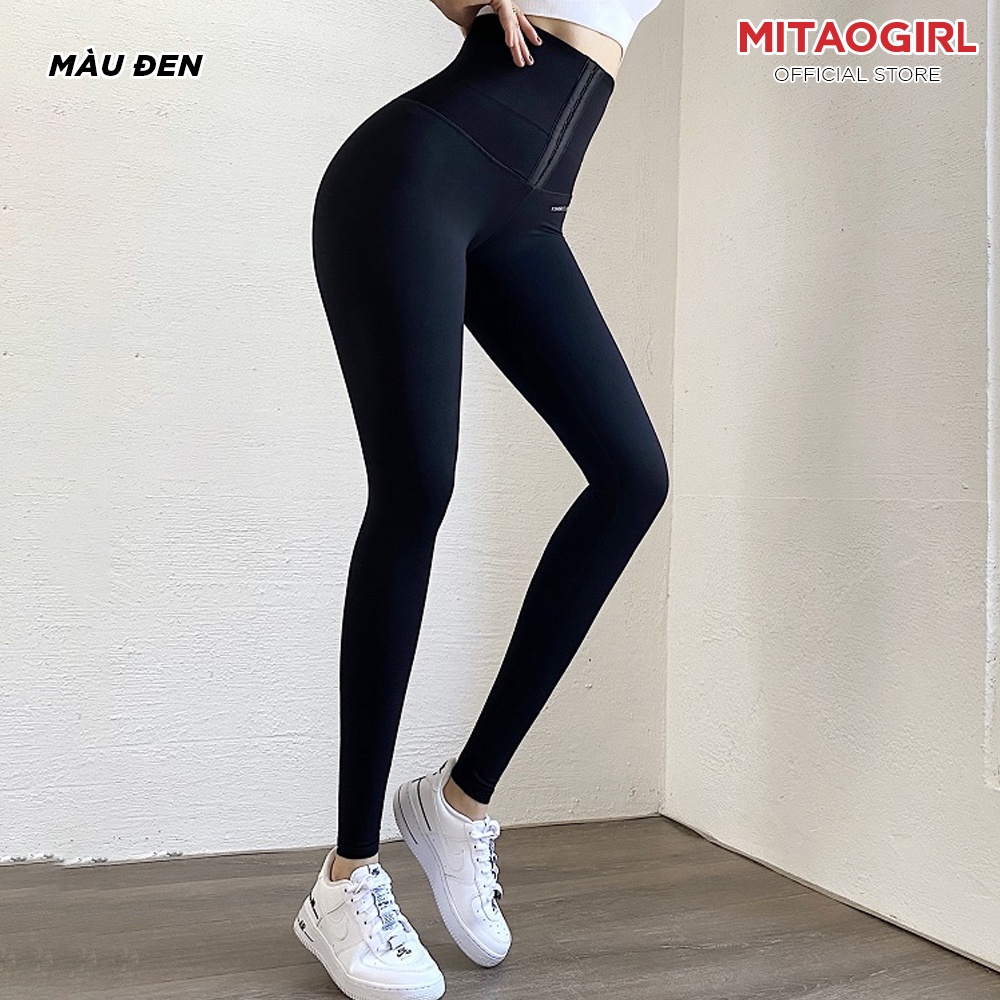 Quần tập gym yoga nữ MITAOGIRL có gen bụng latex chất thun poly thể thao dáng legging mềm mát mịn co giãn 4 chiều