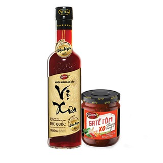 Nước Mắm Phú Quốc Cao Cấp Vị Xưa Barona 40 độ đạm 500ml Tặng 01 Hũ Sate Tôm XO Thượng Hạng Barona 100g