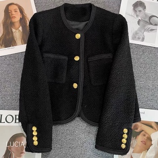 Áo Dạ Tweed Đen Dáng Ngắn ( Order)