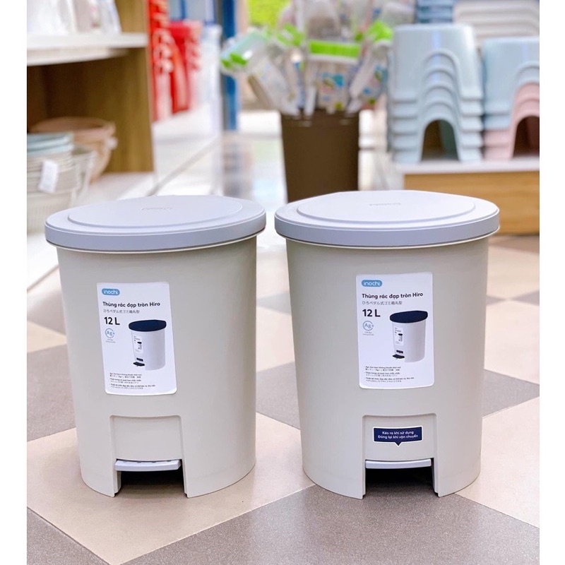 Thùng Rác Đạp Tròn Hiro 6L 12L, Thùng Đựng Rác Tiện Lợi Kháng Khuẩn Có Nắp Ngăn Mùi Hiệu Quả