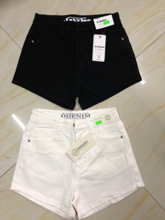 quần short jeans trắng đenlưng cao