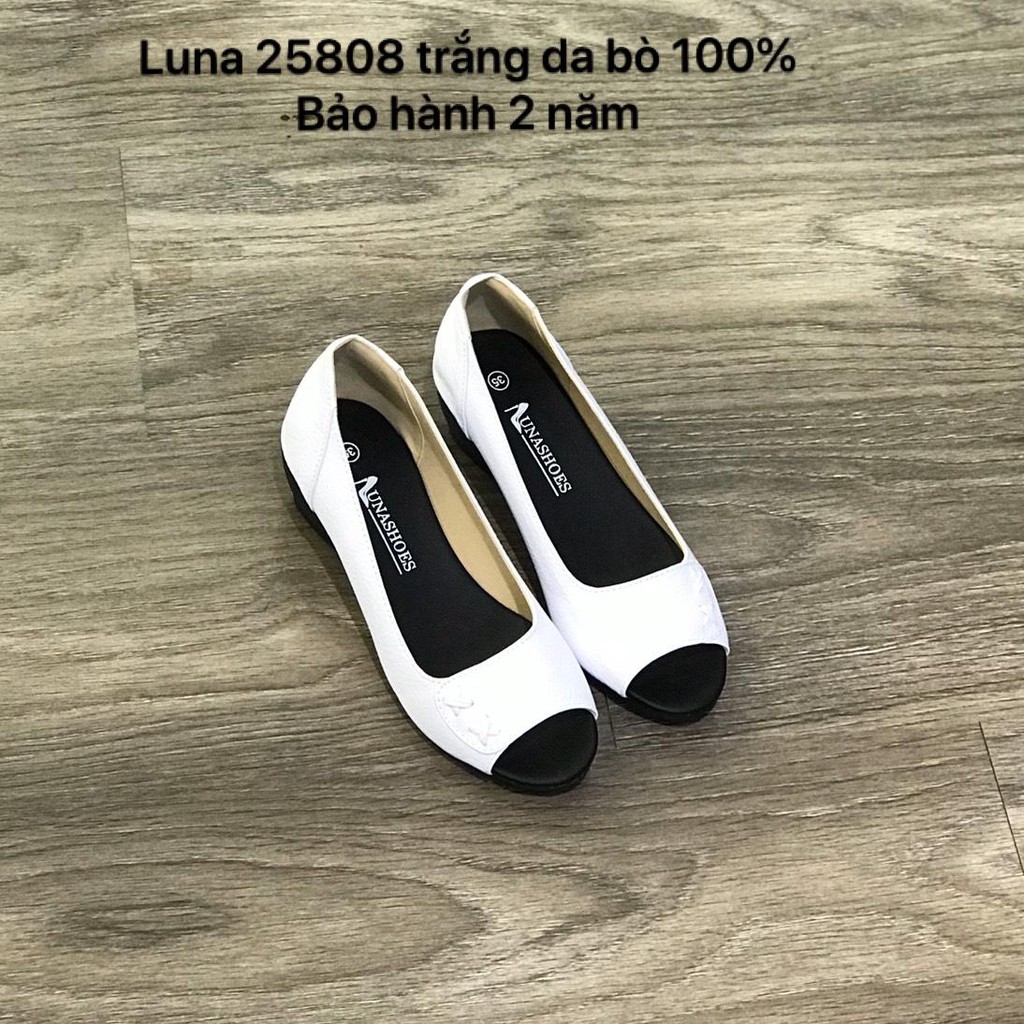 Giày đế xuồng nữ da bò mềm 100% bảo hành 2 năm 1 đổi 1 LUNASHOES 25808 đi êm chân, dễ phối đồ, thời trang