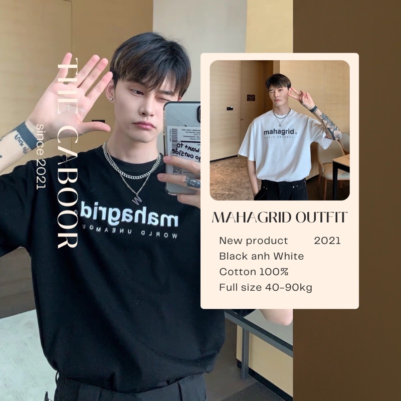 Áo phông Tee - chất Cotton xịn - hoạ tiết Mahagrid - Form Oversize thời trang Unisex nam nữ